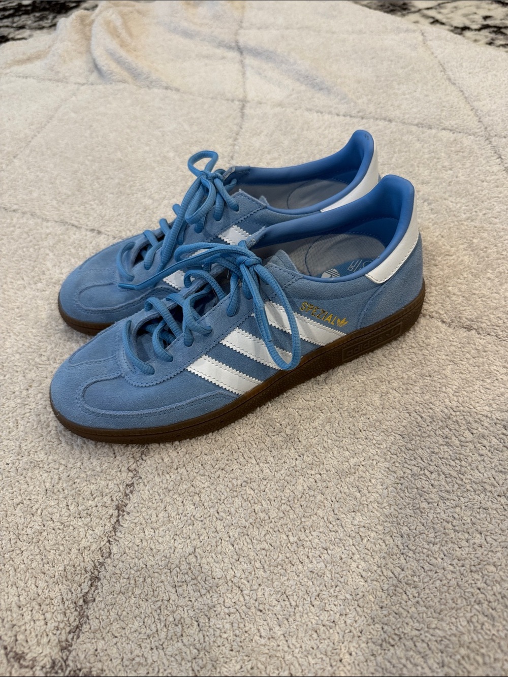 adidas Spezial Suede Sneakers in Sky Blue with White Stripes